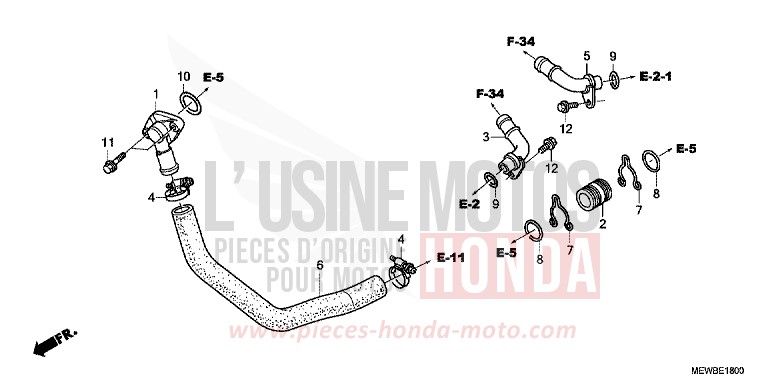 WATER PIPE for Deauville ABS SHASTA WHITE (NH138) from 2011